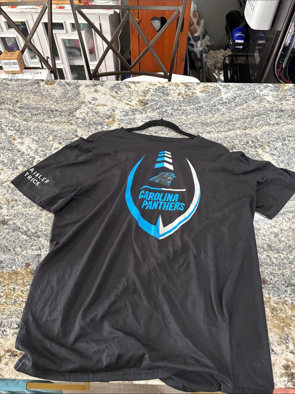 Nike Black Carolina Panthers Short-Sleeve Tee with Blue & White Logo